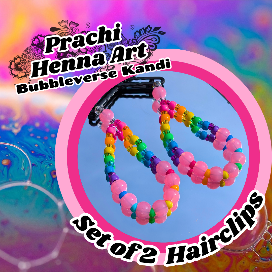 Pink Rainbow Smoothie Kandi Bunni Earz (Glow in the Dark)