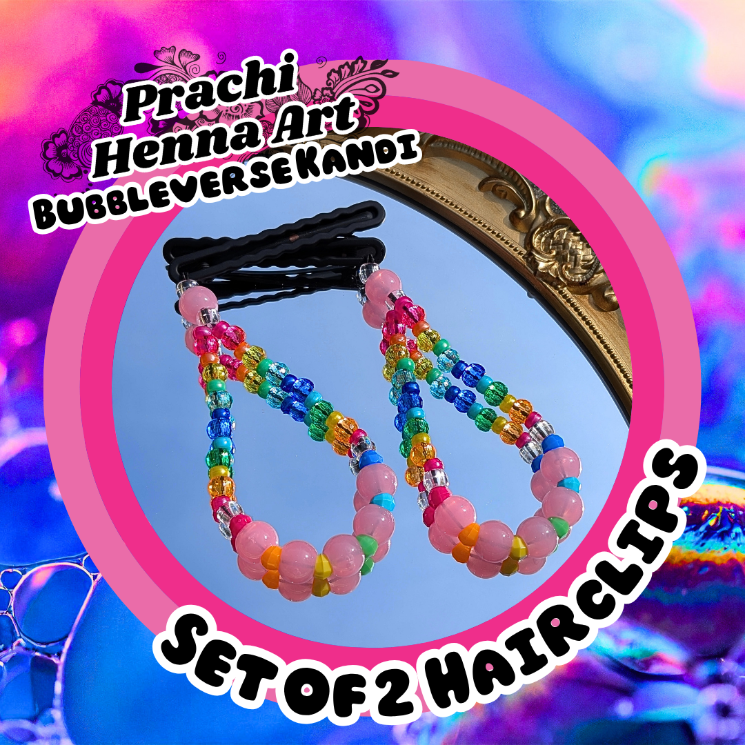 Pink Rainbow Soda Pop Kandi Bunni Earz (Glow in the Dark)