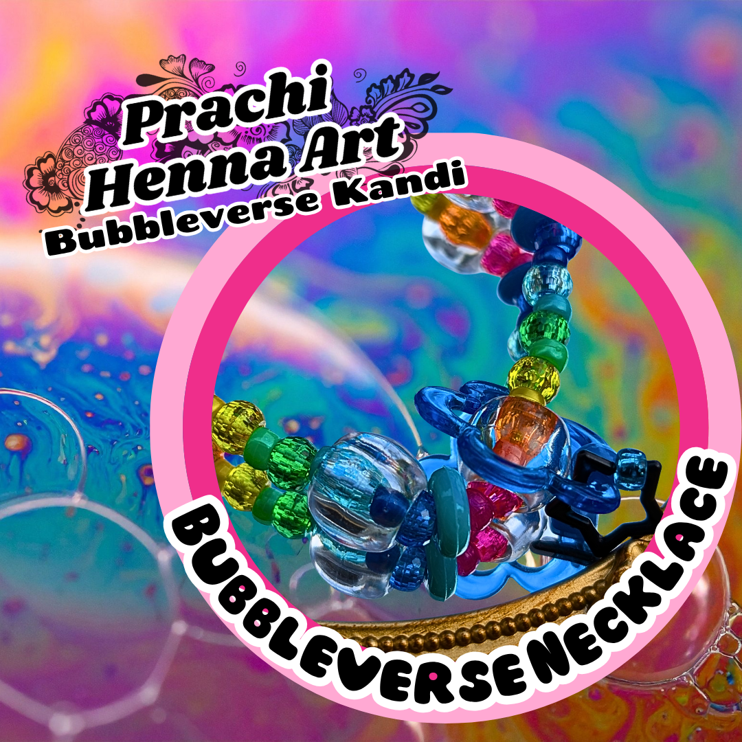 Bubbleverseâ„¢ Rainbow Kandi Necklace with Black Stars